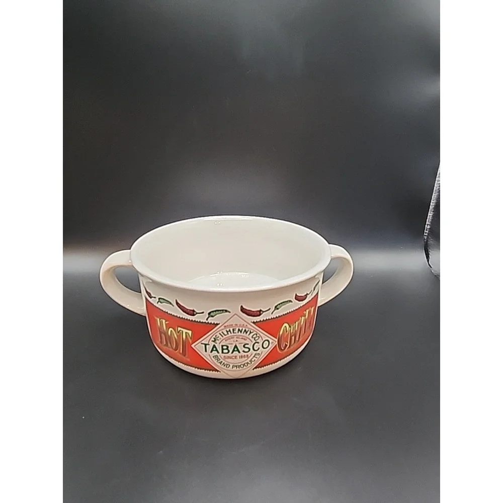Vintage Tabasco Chili Ceramic Bowls Set Of 2 With‎ Double Handles